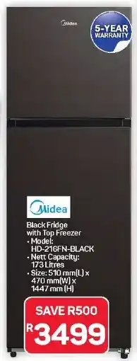 Pick n Pay Hypermarket Midea Black Fridge with Top Freezer offer