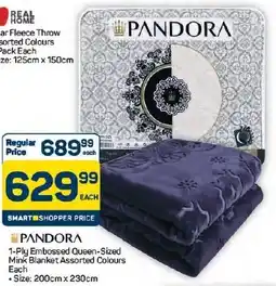 Pick n Pay Hypermarket Pandora 1-Ply Embossed Queen-Sized Mink Blanket Assorted Colours offer