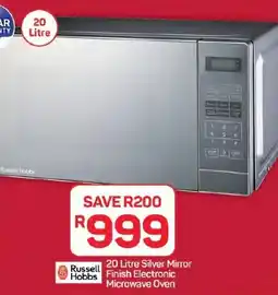 Pick n Pay Hypermarket Russell Hobbs Silver Mirror Finish Electronic Microwave Oven offer