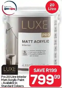 Pick n Pay Hypermarket Luxe Pro Interior Matt Acrylic Paint offer
