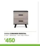 Fair Price Bursa Bedroom 2 Drawer Pedestal 450 x 360 x 510mm 8-460 offer