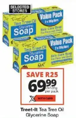 Checkers Treet-It Tea Tree Oil Glycerine Soap offer