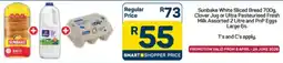 Pick n Pay Sunbake White Sliced Bread, Clover Jug or Ultra Pasteurised Fresh Milk Assorted and PnP Eggs Large offer