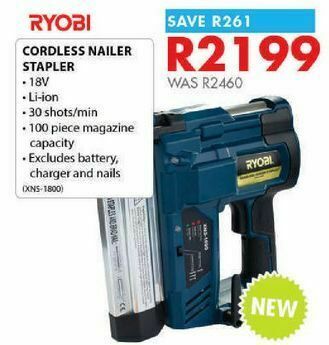 Cordless nailer stapler