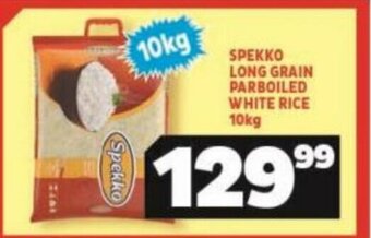 Usave Spekko Long Grain Parboiled White Rice 10kg offer