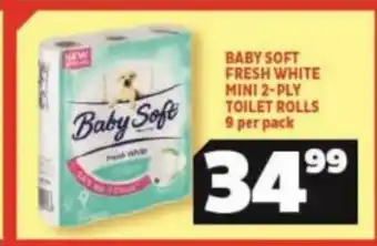Usave Baby Soft Fresh White Mini 2-Ply Toilet Rolls 9 per pack offer