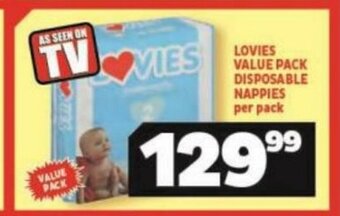 Usave Lovies Value Pack Disposable Nappies per pack offer