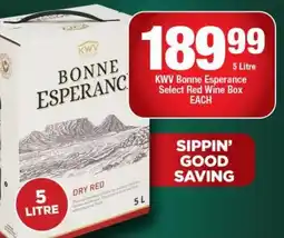 OK Liquor KWV Bonne Esperance Select Red Wine Box offer