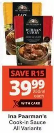 Checkers Ina Paarman's Cook-in Sauce All Variants offer