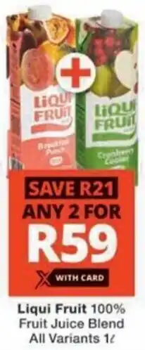 Checkers Liqui Fruit 100% Fruit Juice Blend All Variants offer
