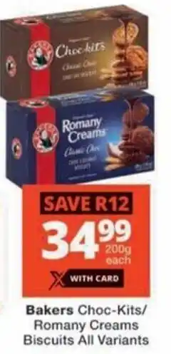 Checkers Bakers Choc-Kits/ Romany Creams Biscuits All Variants offer