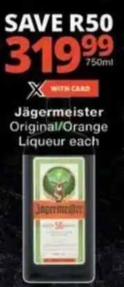 Checkers Jägermeister Original/ Orange Liqueur offer
