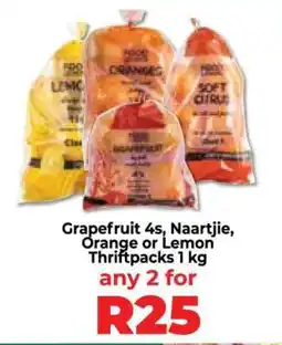 Food Lover's Market Grapefruit 4s, Naartjie, Orange or Lemon Thriftpacks 1 kg offer