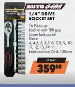 Midas Auto Gear 1/4 Drive Socket Set 16 Piece Set SK16PC offer