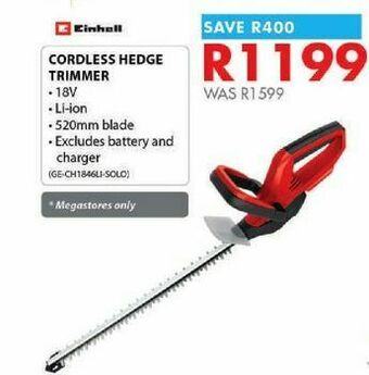 Cordless hedge trimmer