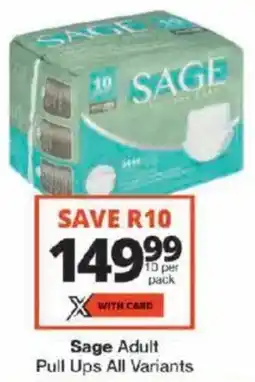 Checkers Sage Adult Pull Ups All Variants offer