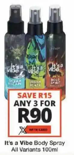 Checkers It's a Vibe Body Spray All Variants offer