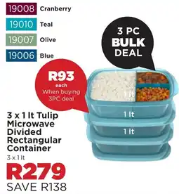 Botle Buhle Brands Tulip Microwave Divided Rectangular Container offer
