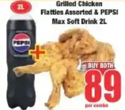 Boxer Grilled Chicken Flatties Assorted & Pepsi Max Soft Drink offer