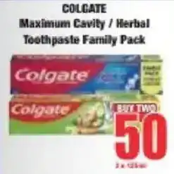 Boxer Colgate Maximum Cavity/ Herbal Toothpaste Family Pack offer