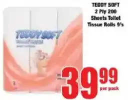 Boxer Teddy Soft 2 Ply 200 Sheets Toilet Tissue Rolls offer