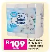 Game Great Value 2 Ply Toilet Tissue Rolls 18-Pack offer