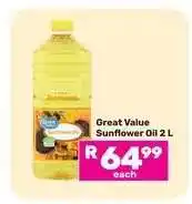 Game Great Value Sunflower Oil 2 L offer