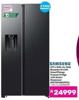 Game Samsung 617 L Side-by-Side Bespoke AI with SmartThings Freezer Fridge with Water Dispenser offer
