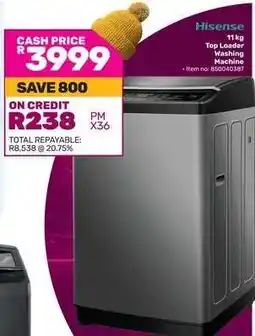 Game Hisense 11 kg Top Loader Washing Machine offer