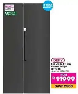 Game DEFY 559 L Side-by-Side Freezer Fridge (DFF636) offer