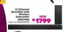 Game 2.1 Channel Soundbar with Wireless Subwoofer (HS2100) offer