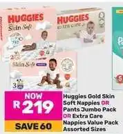 Game Huggies Gold Skin Soft Nappies OR Pants Jumbo Pack OR Extra Care Nappies Value Pack offer