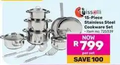 Game Tissolli 15 Piece Stainless Steel Cookware Set offer
