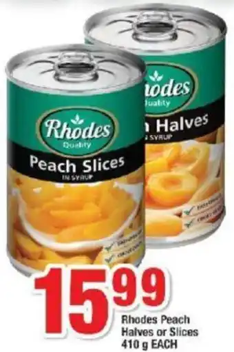 OK Foods Rhodes Peach Halves or Slices 410g Each offer
