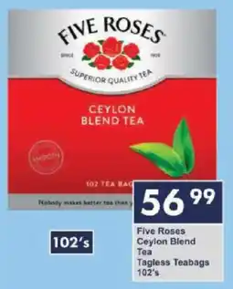 President Hyper Five Roses Ceylon Blend Tea Tagless Teabags offer