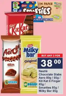 President Hyper Nestlé Chocolate Slabs Aero/ Kit Kat 8 Finger/ Smarties/ Milky Bar offer