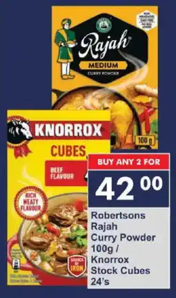 President Hyper Robertsons Rajah Curry Powder/ Knorrox Stock Cubes offer