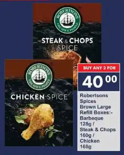 President Hyper Robertsons Spices Brown Large Refill Boxes Barbeque/ Steak & Chops/ Chicken offer
