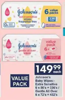 President Hyper Johnson's Baby Wipes Extra Sensitive/ Gentle All Over offer