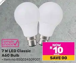 Game Simple Choice 7 W LED Classic A60 Bulb offer