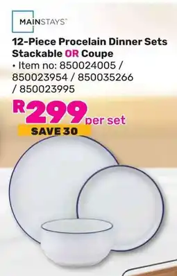 Game Mainstays Procelain Dinner Sets Stackable OR Coupe offer