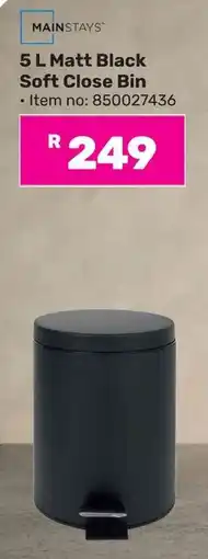 Game Mainstays Matt Black Soft Close Bin offer