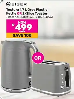 Game Eiger Textura Grey Plastic Kettle OR 2-Slice Toaster offer