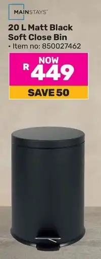Game Mainstays Matt Black Soft Close Bin offer