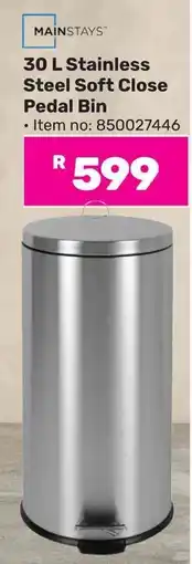 Game Mainstays Stainless Steel Soft Close Pedal Bin offer