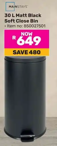 Game Mainstays Matt Black Soft Close Bin offer
