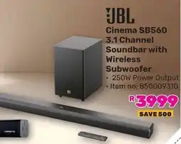 Game JBL Cinema SB560 3.1 Channel Soundbar with Wireless Subwoofer offer