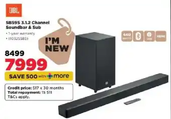 JBL SB595 3.1.2 Channel Soundbar & Sub