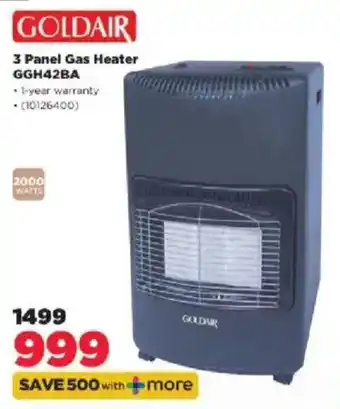 Goldair 3 Panel Gas Heater