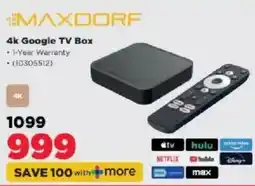 HiFi Corp Maxdorf 4k Google TV Box offer